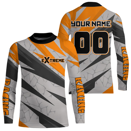 Custom Motocross Jersey Orange Dirt Bike Jersey for Men Kid Women Long Sleeves Upf30+ XM352
