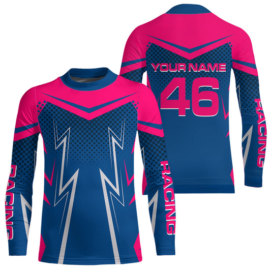 Pink&Blue Motocross Jersey Custom Racing Shirts Dirt Bike Jersey for Men Kid Women XM354