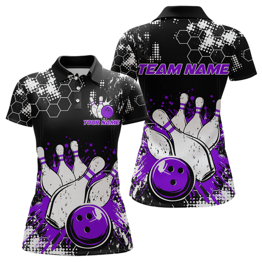 Purple Watercolor Bowling Shirts Men Women Team Custom Bowling Polo & 1/4 Zip Shirt MBL60