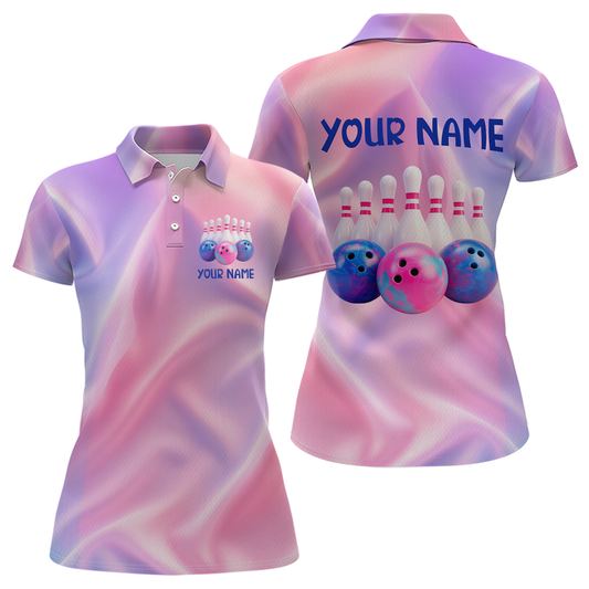 Custom Pink Bowling Shirts for Men Women Team Bowling Polo & Quarter Zip Shirts MBL114