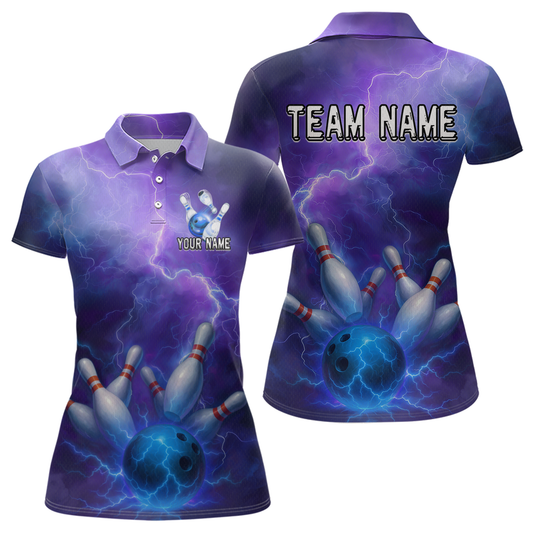 Custom Purple Lightning Bowling Shirts for Men Women Team MBL157