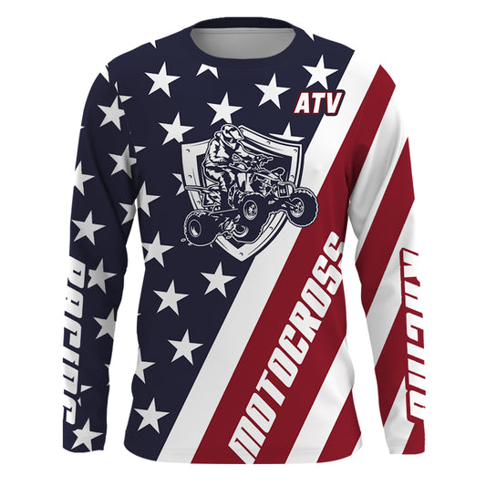 ATV Motocross Jersey American Flag Upf30+ Quad Bike Racing Jersey Men Women Kid MX41