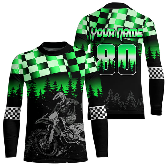 Green Motocross Jersey Dirt Bike Jersey Kid Adult UPF30+ Custom Motocross Racing Jersey DNT56