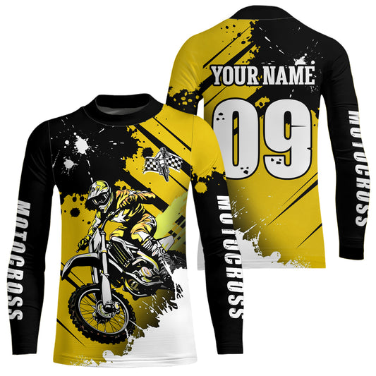 Personalized Yellow Dirt Bike Jersey Motocross Jersey Men Women Kid Upf30+Youth Racing Jersey DNT76