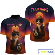Load image into Gallery viewer, Custom Funny Cat 8 Ball Billiard Jersey for Men Billiard Uniform Polo & 1/4 Zip Billiard Team Shirts NNT80