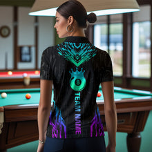 Load image into Gallery viewer, Custom Black Neon 8 Ball Crown Billiard Shirts for Women and Team Polo & 1/4 Zip Shirts NNT48