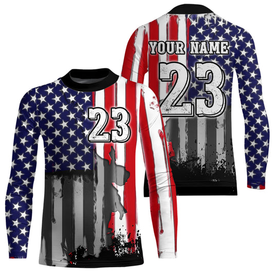 Youth US Flag Dirt Bike Jersey Off-Road Shirt Custom Motocross Jersey UPF30+ Kid Men Women DNT80