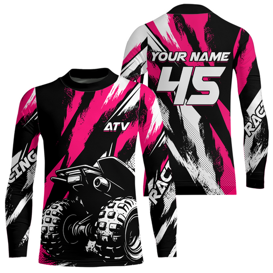 Custom Pink ATV Motocross Jersey Racing Shirts UPF30+ Off-Road Jersey Kid Men Women DNT11