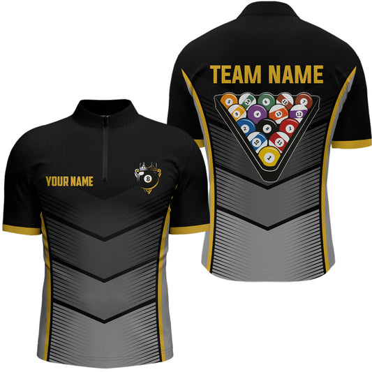Billiard Shirt Crown 8 Ball Billiard Jersey Men Performance Billiard Shirt for Men Team Polo & 1/4 Zip NNT30
