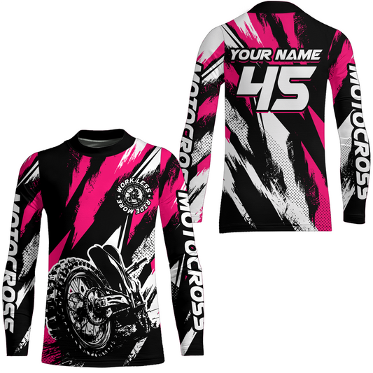 Personalized Pink Motocross Racing Jersey Men Women Kid Upf30+ Dirt Bike Jersey Shirt Racing Jersey DNT03