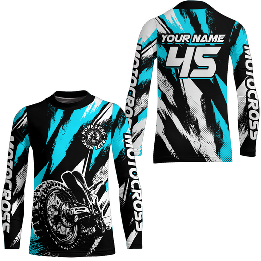 Personalized Turquoise Motocross Racing Jersey Men Women Kid Upf30+ Dirt Bike Jersey Shirt Racing Jersey DNT03