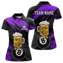 Load image into Gallery viewer, Custom Purple Funny Beer 8 Ball Billiard Shirts for Men Billiard Team Shirts Polo & 1/4 Zip NNT78
