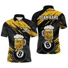 Load image into Gallery viewer, Custom Yellow Funny Beer 8 Ball Billiard Shirts for Men Billiard Team Shirts Polo & 1/4 Zip NNT78