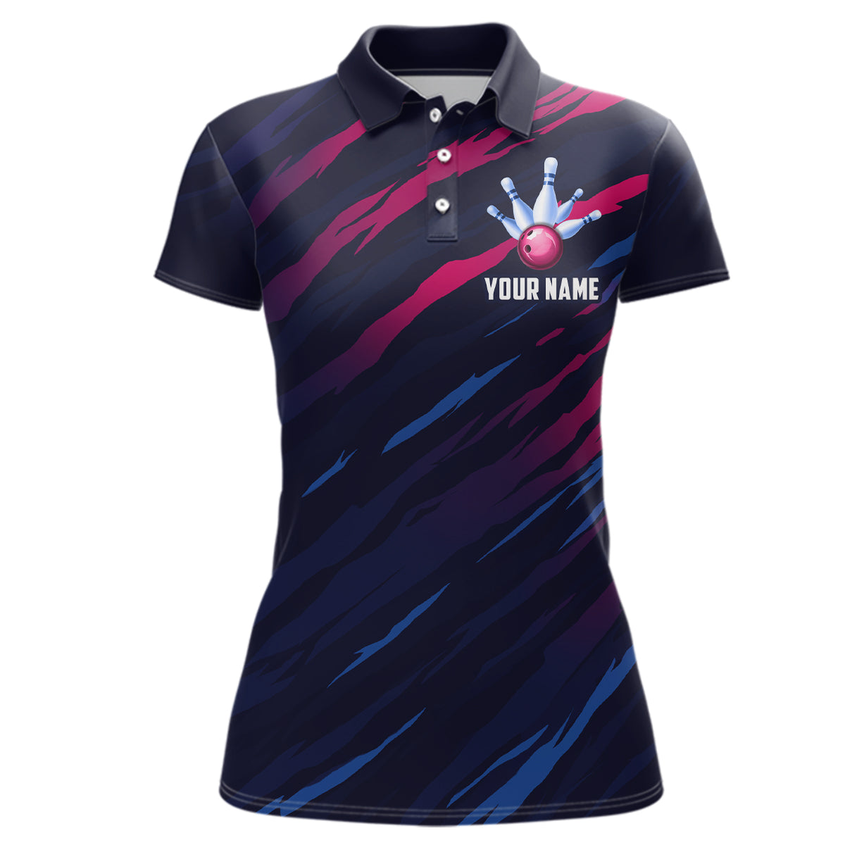 Custom Bowling Jersey Men And Women Custom Bowling Shirts Unisex Navy Polo Bowling Team Shirt CP04