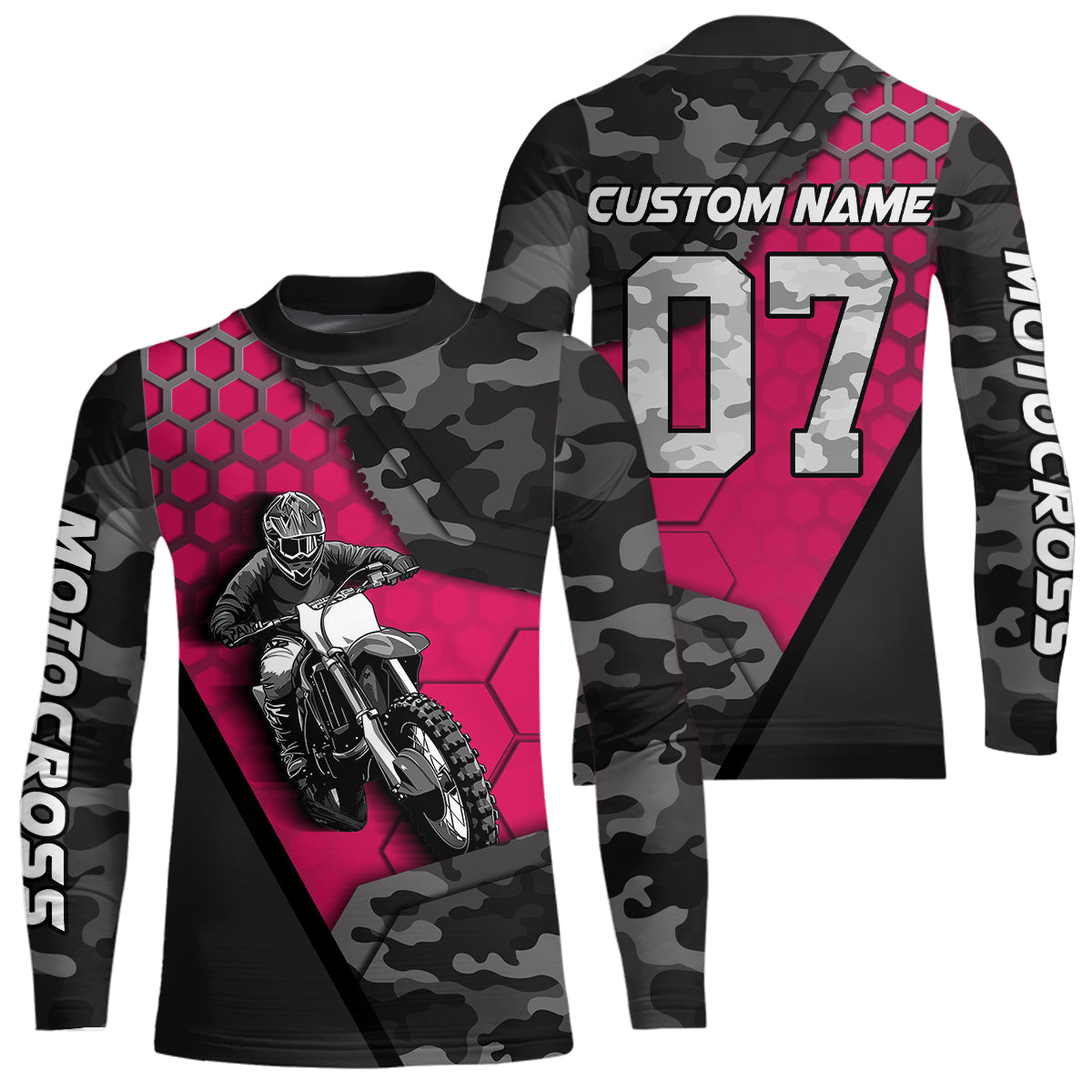 Pink Motocross Jersey Upf30+ Custom Dirt Bike Jersey Mens Women Off-Road Jersey Adult&Kid| CTP45