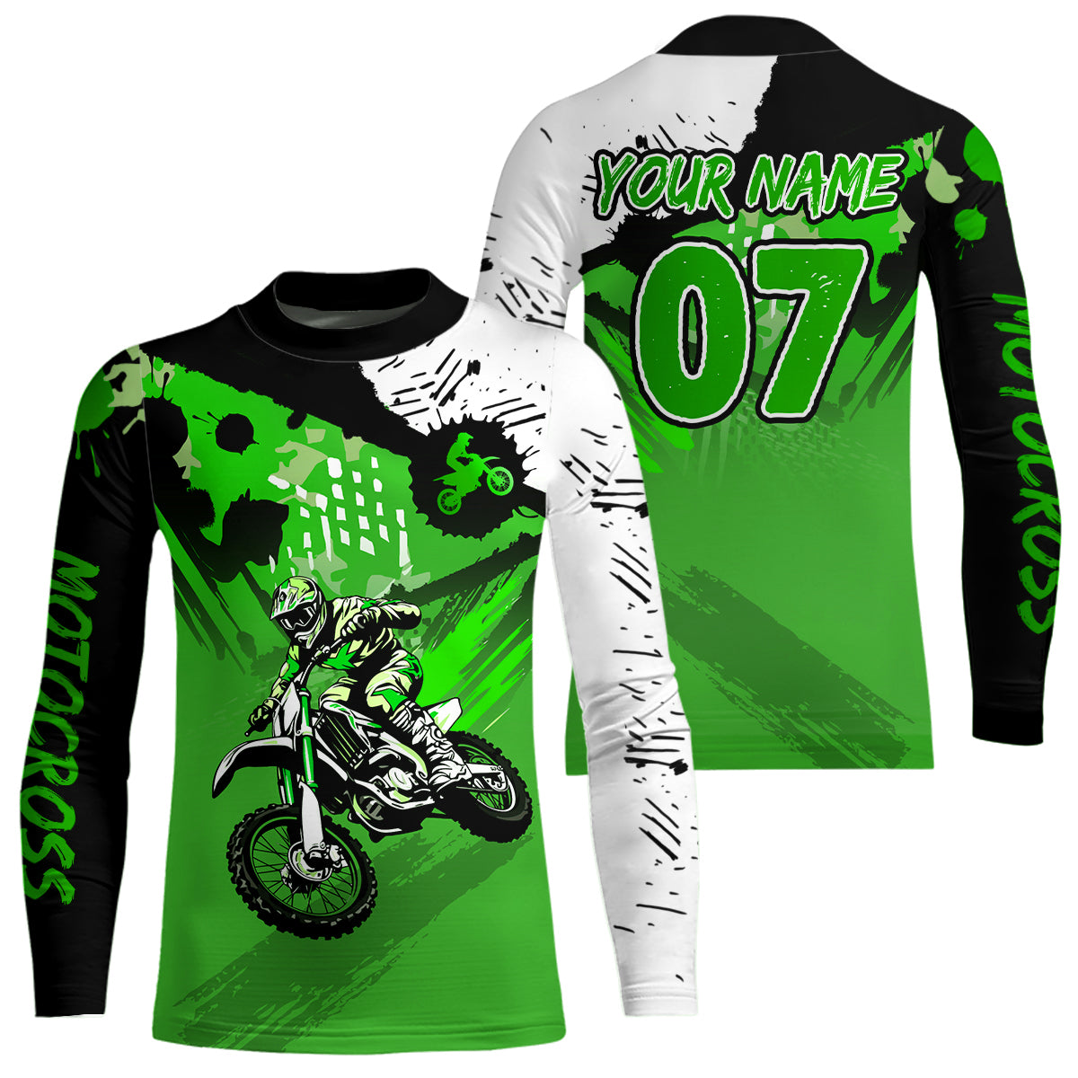 Custom Motocross Jersey Green Dirt Bike Clothes Upf30+ Mens Women Motorcycle Jersey| CTP14