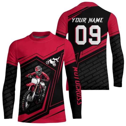Custom Motocross Jersey Red Dirt Bike Clothes Upf30+ Mens Women Motorcycle Jersey| CTP58