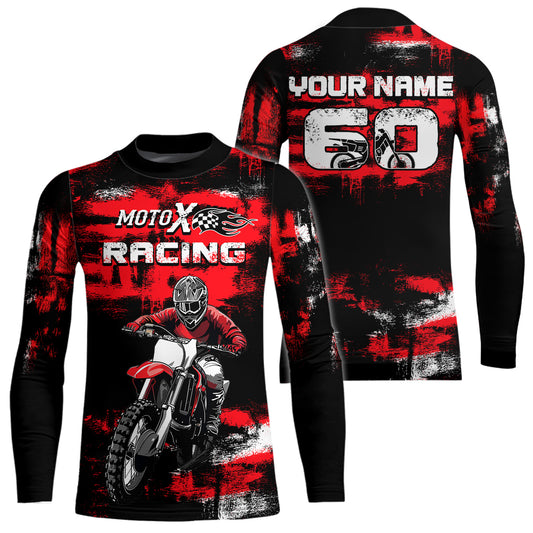 Adult&Kid Red Custom Dirt Bike Jersey Motocross Jersey Upf30+ Mens Women Motocross Shirt| CTP66
