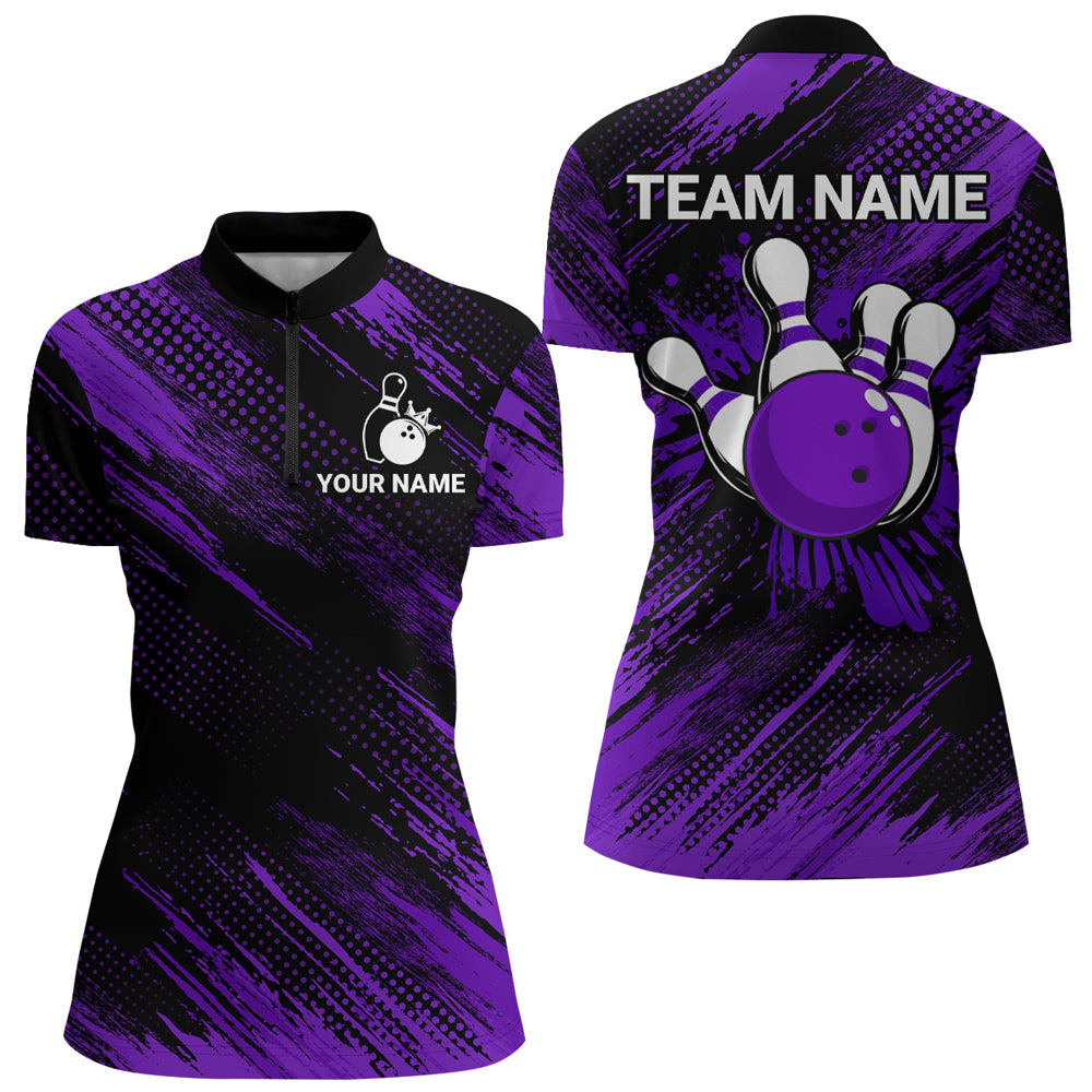 Purple Bowling Jersey Men And Women Custom Bowling Shirts Unisex Polo Bowling Team Shirt CP17