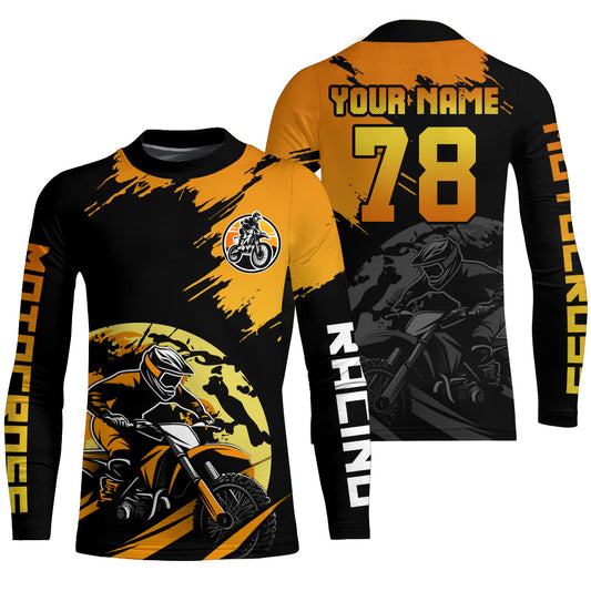 Custom Dirt Bike Jersey Orange Motocross Jersey Upf30+ Mens Women Motocross Shirt| CTP54
