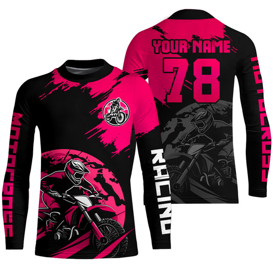 Custom Dirt Bike Jersey Pink Motocross Jersey Upf30+ Mens Women Motocross Shirt| CTP54