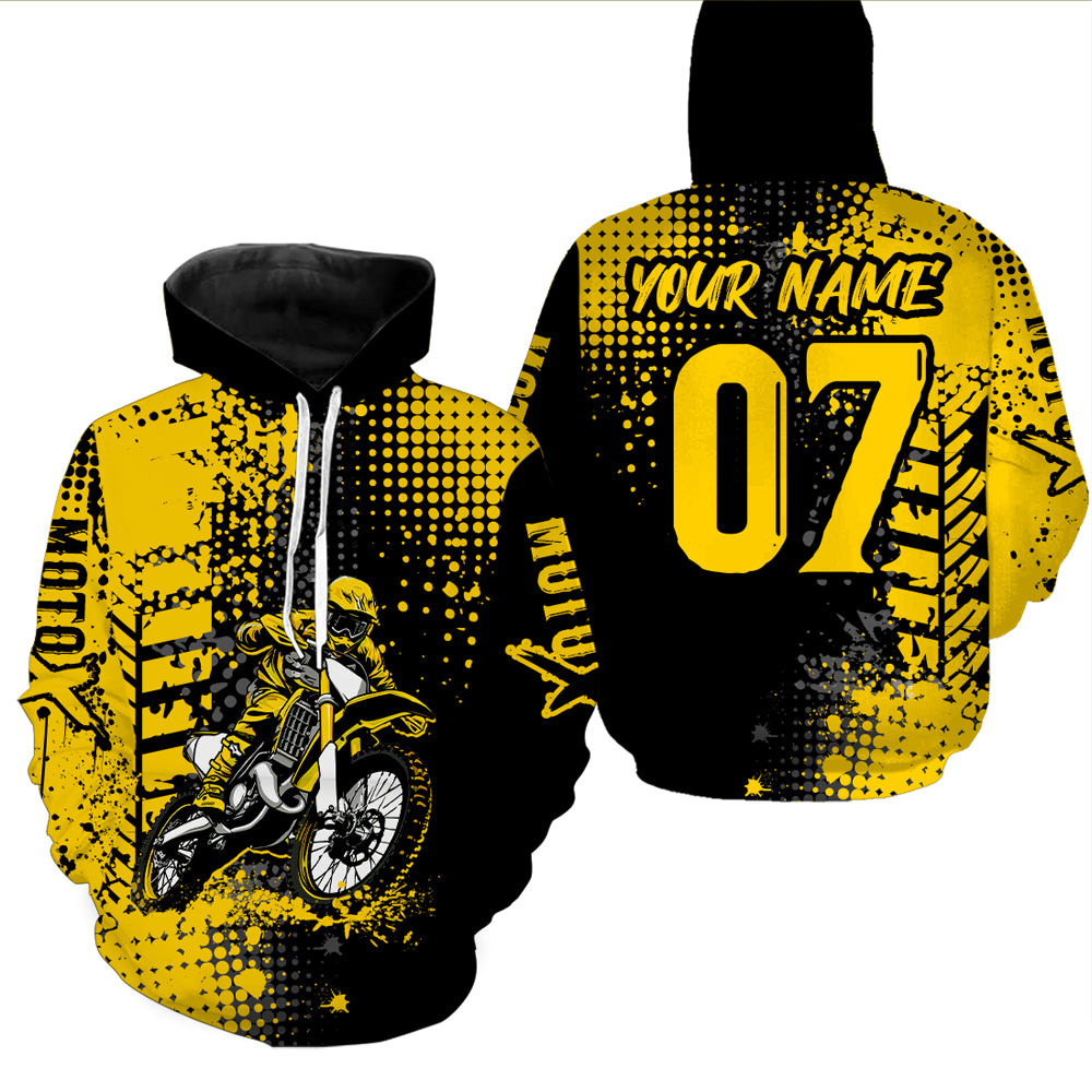 Adult&Kid Yellow Custom Dirt Bike Jersey Motocross Jersey Upf30+ Motocross Shirt| CTP73