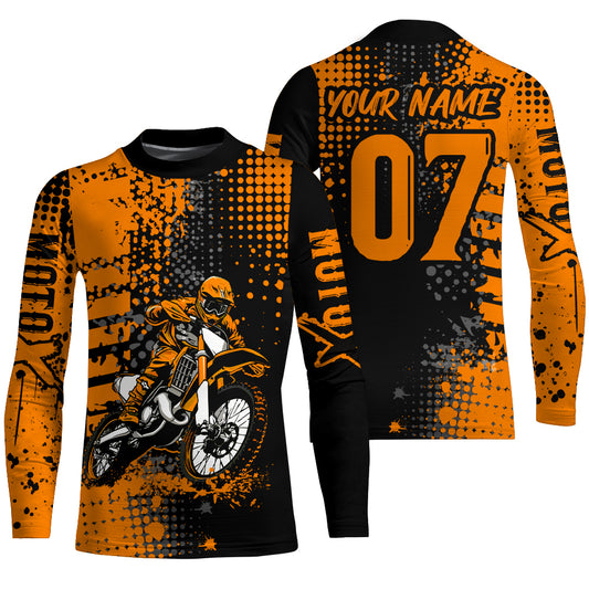 Adult&Kid Orange Custom Dirt Bike Jersey Motocross Jersey Upf30+ Motocross Shirt| CTP73