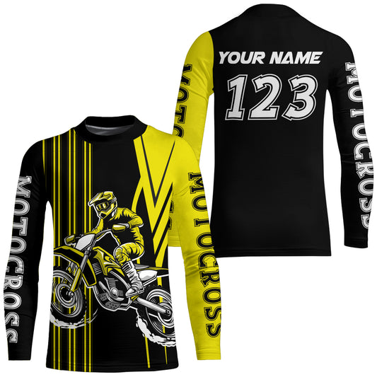 Adult&Kid Custom Yellow Motocross Jersey Upf30+ Mens Women Dirt Bike Shirt Off Road Jersey| CTP100