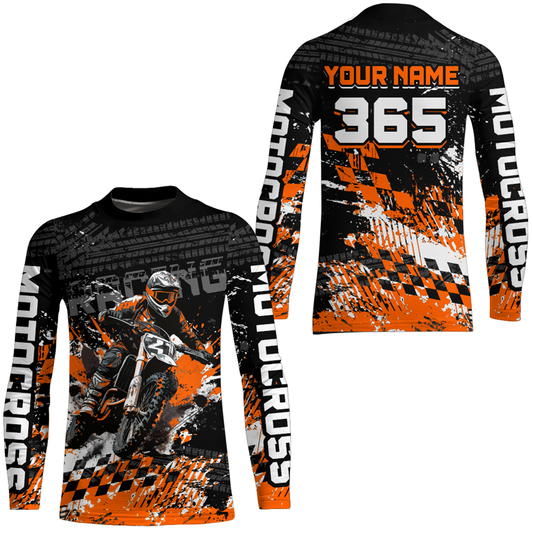 Orange Dirt Bike Jersey Motocross Jersey Upf30+ Custom Mens Women Off-Road Jersey| CTP44