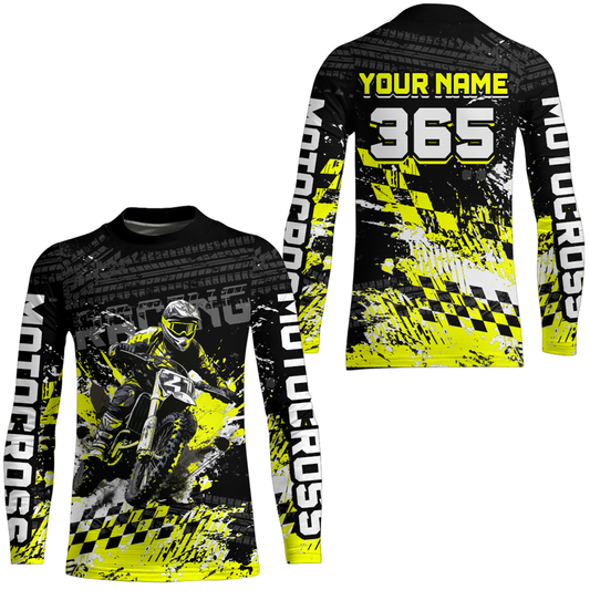 Yellow Dirt Bike Jersey Motocross Jersey Upf30+ Custom Mens Women Off-Road Jersey| CTP44