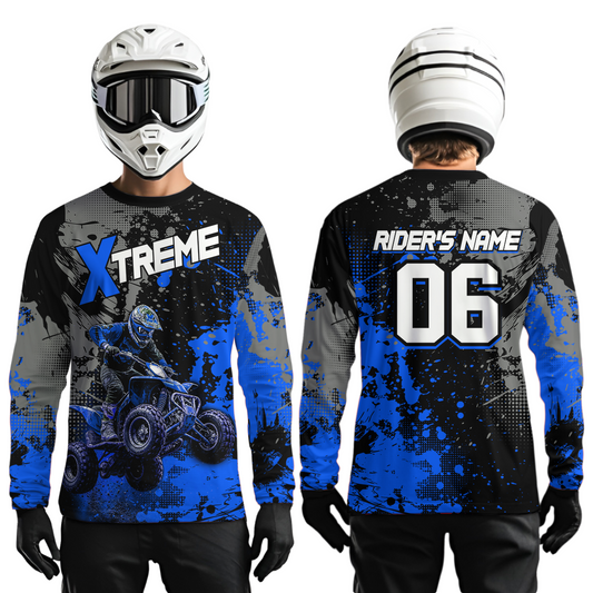 Custom Atv Motocross Shirt Blue UPF30+ Extreme Quad Bike Off-Road Jersey Men Kid Mx Riding Shirts NHN010