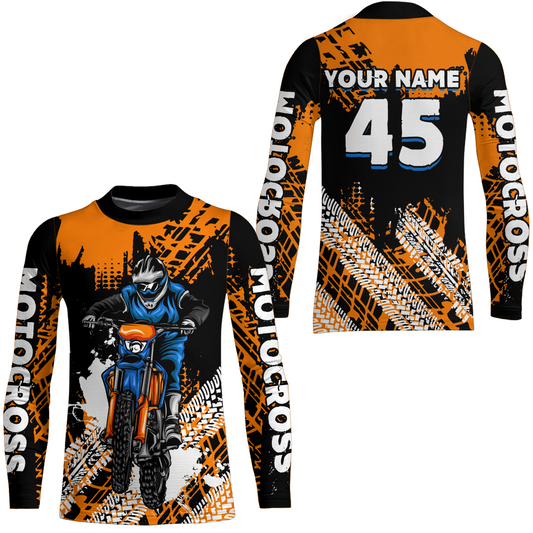 Custom Orange Motocross Jersey for Men Women Upf30+ Dirt Bike Shirt Racing Jersey| CTP102