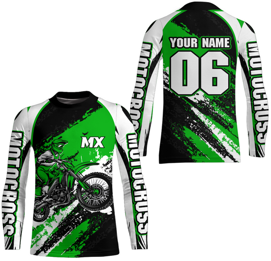 Custom Motocross Jersey Green Dirt Bike Clothes Upf30+ Mens Women Motorcycle Jersey| CTP59