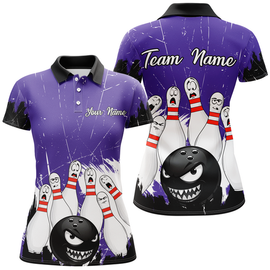 Purple Bowling Jersey Men And Women Custom Funny Bowling Shirts Unisex Polo Bowling Team Shirt CP15