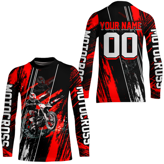 Adult&Kid Red Dirt Bike Jersey Motocross Jersey Upf30+ Custom Mens Women Off-Road Jersey| CTP05