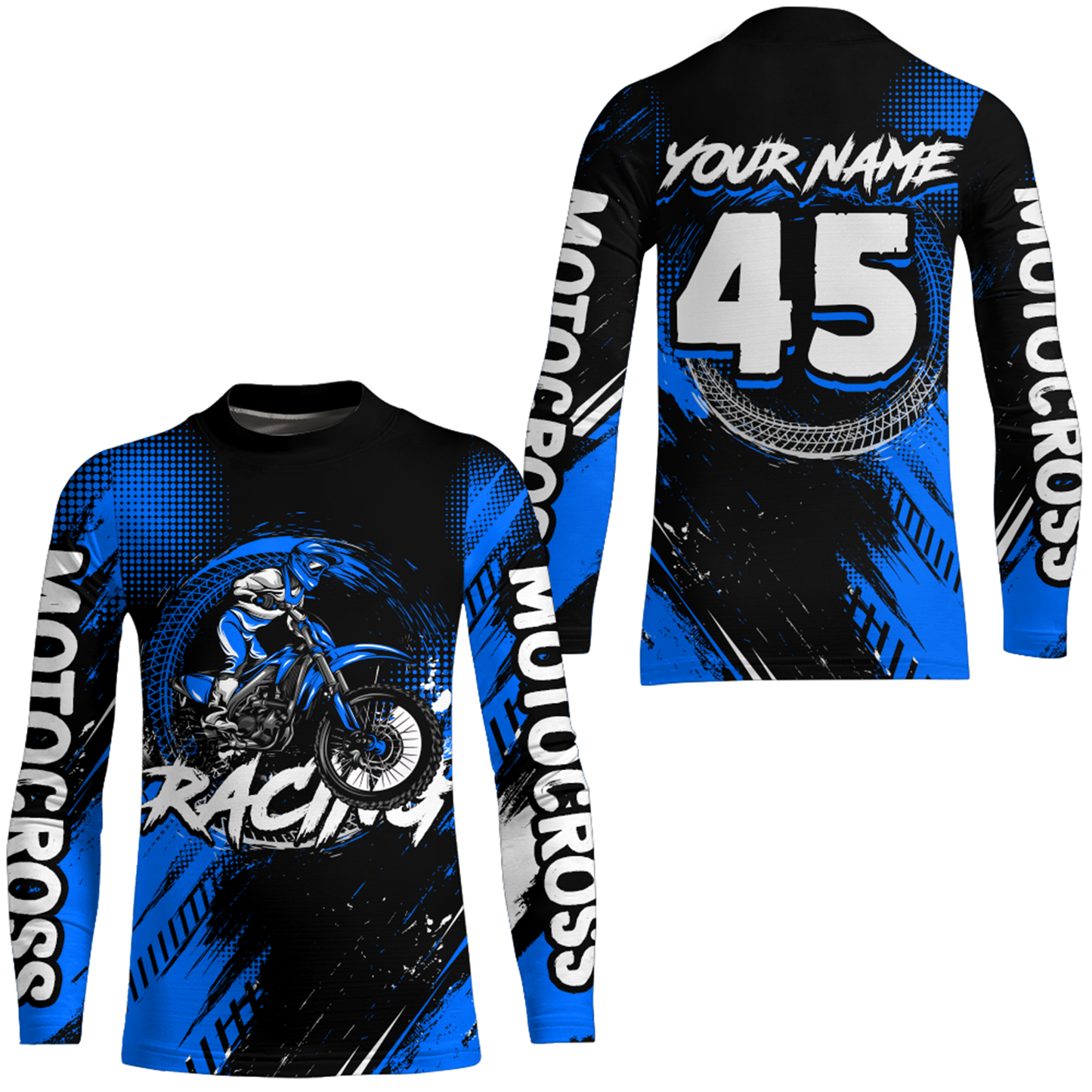 Custom Dirt Bike Blue Jersey Motocross Jersey Upf30+ Mens Women Motocross Shirt| CTP22