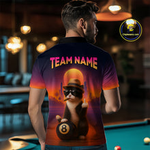 Load image into Gallery viewer, Custom Funny Cat 8 Ball Billiard Jersey for Men Billiard Uniform Polo & 1/4 Zip Billiard Team Shirts NNT80