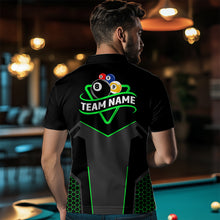 Load image into Gallery viewer, Personalized Billiard 8 Ball & 9 Ball Pool Polo, 1/4 Zip For Men Custom Team Billiard Jersey |Green TDM3581