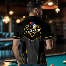 Load image into Gallery viewer, Personalized 8 Ball & 9 Ball Pool Billiard Polo, 1/4 Zip For Men Custom Team Billiard Jersey|Yellow TDM3547