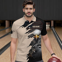 Load image into Gallery viewer, US Flag Eagle 3D Bowling Shirt for Men Custom Name Polo & Quarter-zip Bowling Jersey with Team HNT05