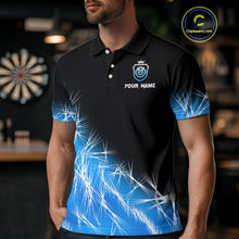 Load image into Gallery viewer, Blue Icy Lights Mens Darts Polo & Quarter Zip Custom Dart Shirts For Team Darts Jerseys TDM3799
