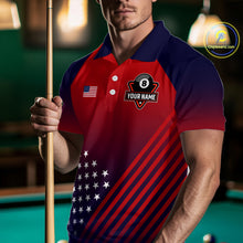 Load image into Gallery viewer, US Flag Billiard Jersey For Men Custom 8 Ball Polo & Quarter Zip Billiard Shirts Pool Team Jersey TDM3801
