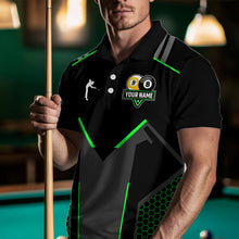 Load image into Gallery viewer, Personalized Billiard 8 Ball & 9 Ball Pool Polo, 1/4 Zip For Men Custom Team Billiard Jersey |Green TDM3581