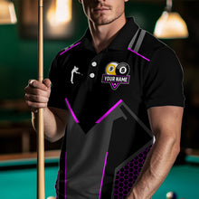 Load image into Gallery viewer, Personalized Billiard 8 Ball & 9 Ball Pool Polo, 1/4 Zip For Men Custom Team Billiard Jersey|Purple TDM3582