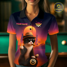 Load image into Gallery viewer, Custom Funny Cat 8 Ball Billiard Jersey for Women Billiard Uniform Polo & 1/4 Zip Billiard Team Shirts NNT80
