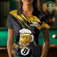 Load image into Gallery viewer, Custom Yellow Funny Beer 8 Ball Billiard Shirts for Men Billiard Team Shirts Polo & 1/4 Zip NNT78