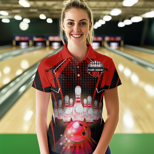 Personalized Bowling Shirt Bowling Team Jersey Bowling Quarter-Zip Shirt Women QZT59