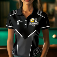 Load image into Gallery viewer, Personalized 8 Ball & 9 Ball Pool Billiard Polo, 1/4 Zip For Women Custom Team Billiard Jersey |White TDM3547