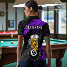 Load image into Gallery viewer, Custom Purple Funny Beer 8 Ball Billiard Shirts for Men Billiard Team Shirts Polo & 1/4 Zip NNT78