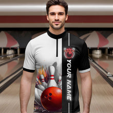 Load image into Gallery viewer, Custom Bowling Jersey for Men Bowling Gifts for Men Bowling Team Shirts with Name Polo & 1/4 Zip HNT25